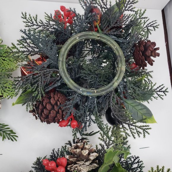 Vintage Artificial Plastic Floral Candle Rings Christmas Holiday Set 5 - Picture 7 of 12